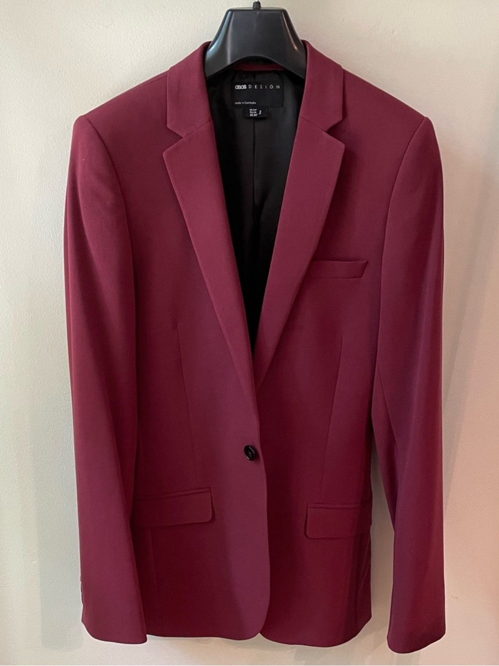 ASOS Design | NWOT | Unisex Burgundy Super Skinny Suit Jacket